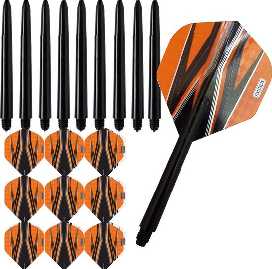 ABC Darts - Dart Flights en Dart Shafts - Pentathlon Spitfire Zwart Oranje - 3 sets van ABC Darts