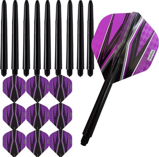 ABC Darts - Dart Flights en Dart Shafts - Pentathlon Spitfire Zwart Paars - 3 sets van ABC Darts
