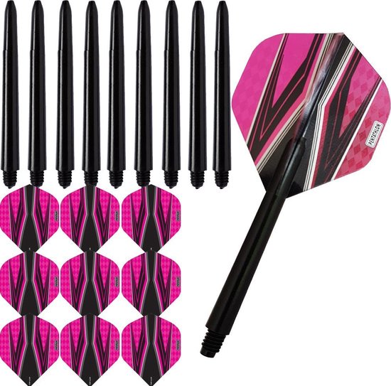 ABC Darts - Dart Flights en Dart Shafts - Pentathlon Spitfire Zwart Roze - 3 sets van ABC Darts