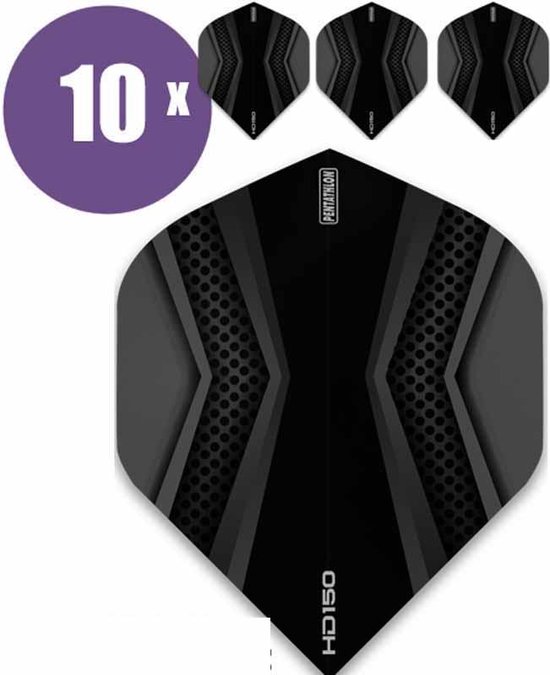 ABC Darts - Dart Flights - Pentathlon HD150 zwart - 10 sets (30 st.) van ABC Darts