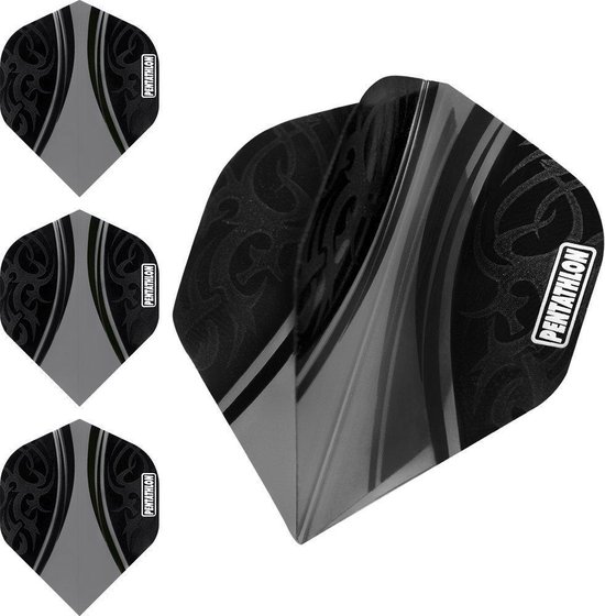ABC Darts - Dart Flights Pentathlon - Tribal Zwart - 10 sets van ABC Darts