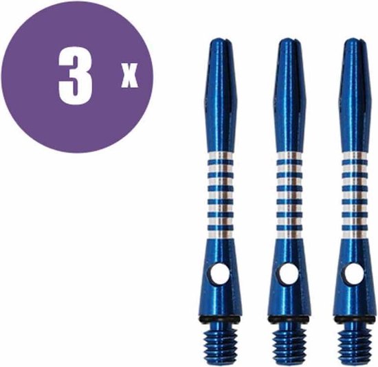 ABC Darts - Dart Shafts - Aluminium Ringed Blauw - Short - 3 sets (9 stuk) van ABC Darts
