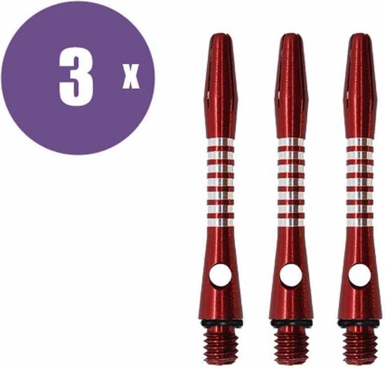 ABC Darts - Dart Shafts - Aluminium Ringed Rood - Short - 3 sets (9 stuk) van ABC Darts