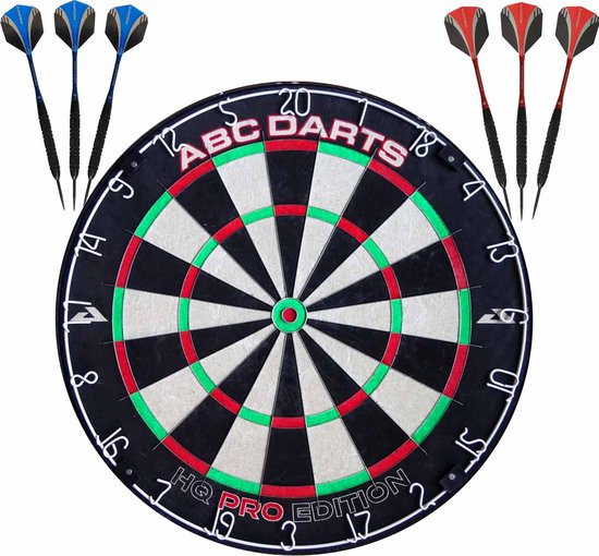 ABC Darts - Dartbord HQ Pro Edition + 2 Sets 23 gram Brass Dartpijlen van ABC Darts