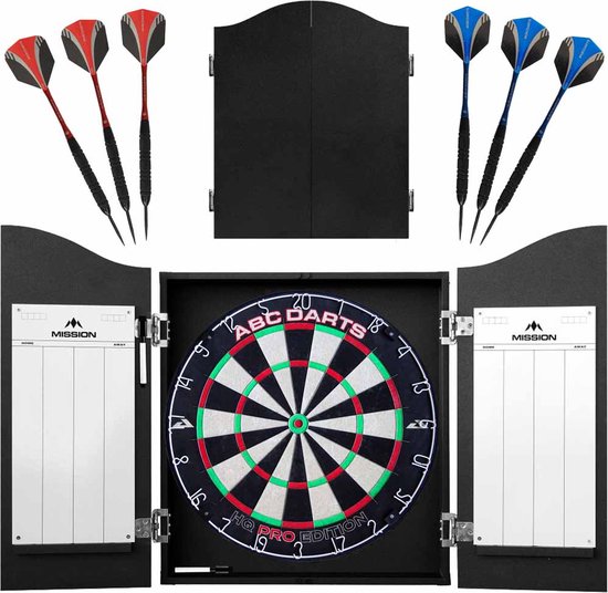 ABC Darts - Dartkabinet Met Dartbord en 2 Sets Dartpijlen - Zwart van ABC Darts