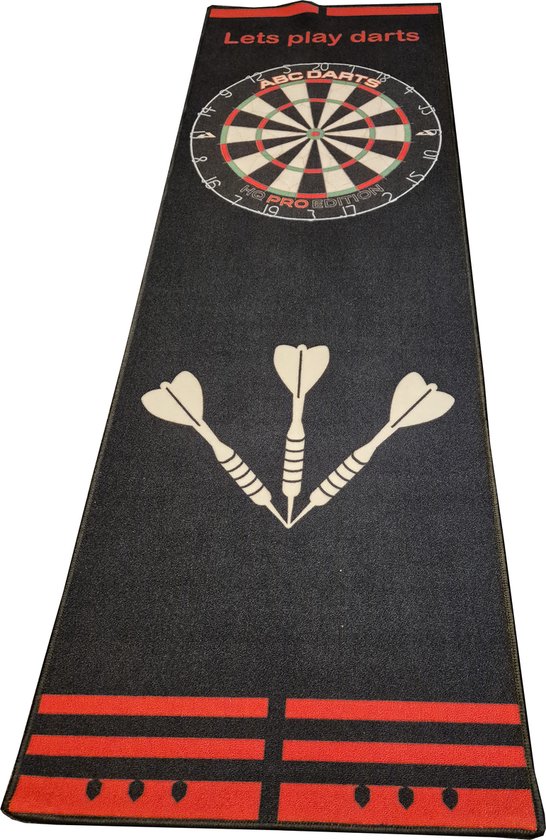 ABC Darts - Dartmat Zwart Rood - 240 x 80 cm van ABC Darts