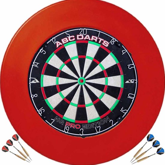ABC Darts - HQ Pro Dartbord Surround Ring Set + 2 Sets Dartpijlen - Rood van ABC Darts