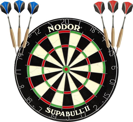 ABC Darts Nodor Supa Pro SFB Dartbord + 2 Sets ABCdarts Sniper Gold Darts Dartpijlen van ABC Darts