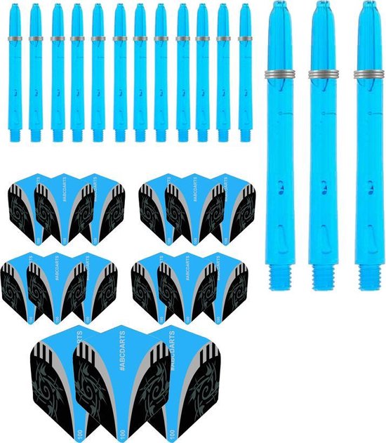 ABCDarts - Dart Flights En Dart Shafts - Tribal Edgeglow - Medium Lichtblauw - 5 sets van ABCDarts