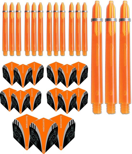 ABCDarts - Dart Flights En Dart Shafts - Tribal Edgeglow - Medium Oranje - 5 sets van ABCDarts