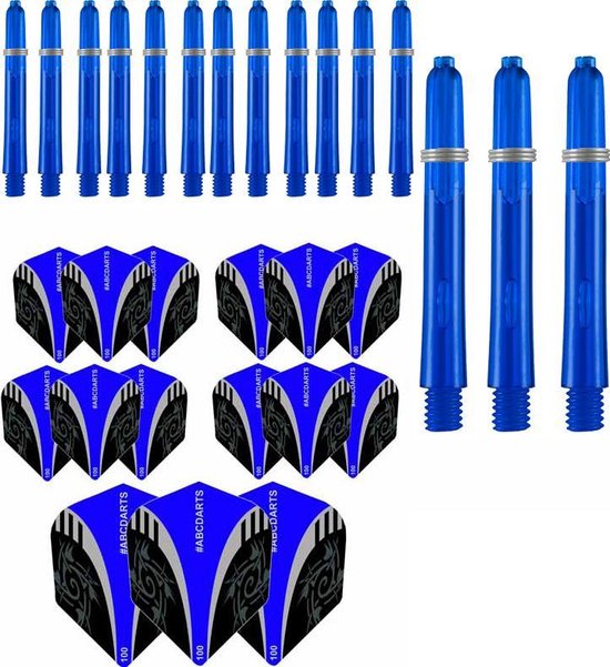 ABCDarts - Dart Flights En Dart Shafts - Tribal Edgeglow - Short Donkerblauw - 5 sets van ABCDarts