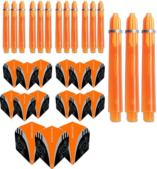 ABCDarts - Dart Flights En Dart Shafts - Tribal Edgeglow - Short Oranje - 5 sets van ABCDarts
