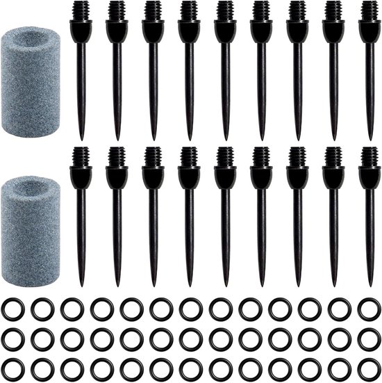 Allecta - Stalen Dartpunten Set 18 stuks met Dartpuntenslijpers en Ringen - Duurzame Dartpijlen - Metaal met 2BA Schroefdraad van Merkloos