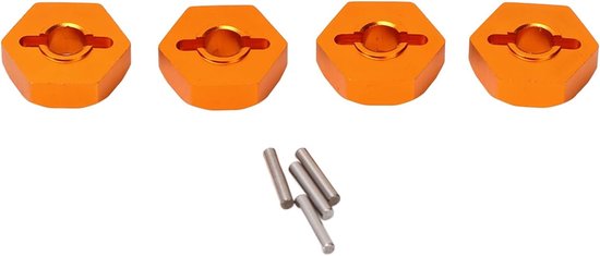 Aluminium Hex Wheel Hubs Adapters 12mm met Shaft Pins voor 1/16 RC Auto Onderdelen - Goudkleurig, Duurzaam en Lichtgewicht