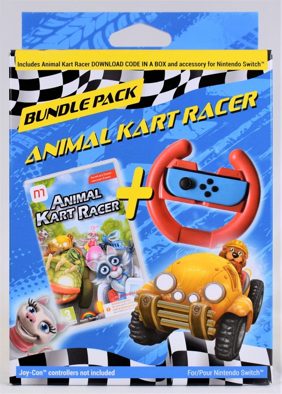 Animal Kart Racer Bundle Pack includes Wheel Code In Box EN FR DE NL ES PL Switch van GS2 Games