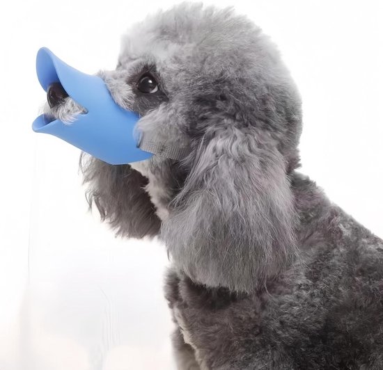 Anti-Bijten Hondentuig in Eendvorm van Siliconen - Veiligheidsmasker voor Puppy’s en Volwassen Honden, Blauw (M) van Merkloos