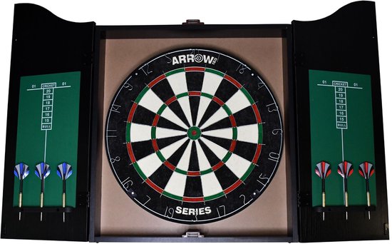 Arrow180 dartbord kast set bristle dartboard inclusief stalen darts. van Merkloos