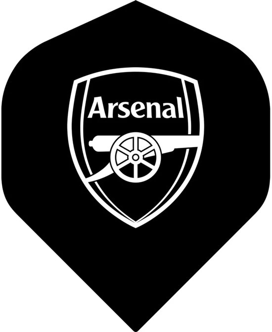 ARSENAL FC VOETBAL DART FLIGHTS - OFFICIAL LICENSED - NO2 - STD - THE GUNNERS - F2 - BLACK - 2 SIDED MONO 1 SET (3 FLIGHTS) - FOOTBALL van Merkloos