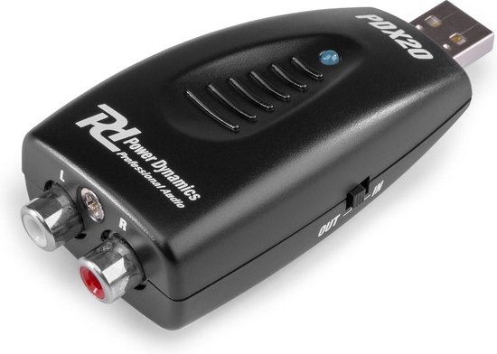 Audio interface - Power Dynamics PDX20 audio converter USB (digitaal) <-> RCA (analoog) van Audi