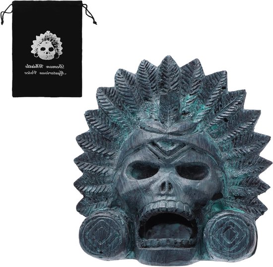 Authentieke Azteekse Doodfluit met 125 dB Geluidssterkte, Oorverdovende Oorlogsfluit met Trekkoordtas voor Verzamelaars en Cadeaus