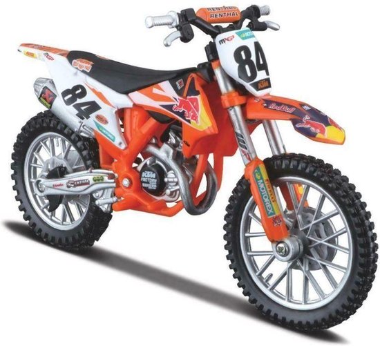 Bburago Schaalmodel Crossmotor Miniatuur KTM SX 450 2018 2018 #84 Jeffrey Herlings Red Bull KTM Supercross Wereld Kampioen 2018 schaal 1:18 van Merkloos
