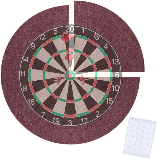 Beschermring voor dartbord - 60 cm - 4-delig - bordeaux