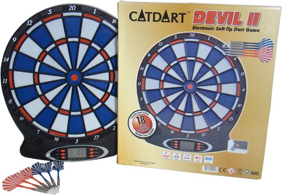 Bex Gamesson Devil II Elektronisch Dartbord - Softtip Dartspel Met 18 Spellen En 159 Variaties - LCD Display - Voor 1 Tot 8 Spelers - Inclusief Darts