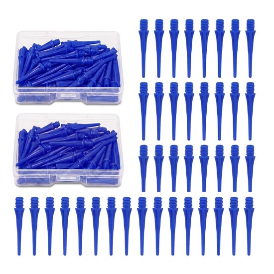Blauwe dart tips soft tip set 180 stuks darts accessoires kunststof dart punten vervangbare soft tips voor elektronische dartborden inclusief opbergdoosjes
