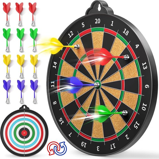 BOTC Magnetisch Dartbord met 6 Darts - Dubbelzijdig Veilig Dartspel voor Kinderen & Volwassenen - 35 cm