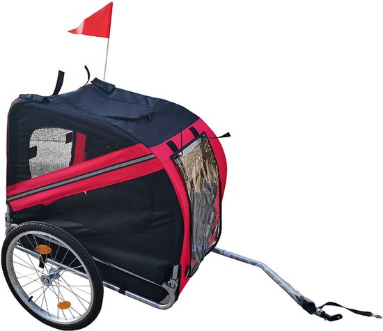 BRASQ Hondenfietskar – Rood/Zwart – Tot 40kg – Opvouwbaar met Reflectoren van BRASQ