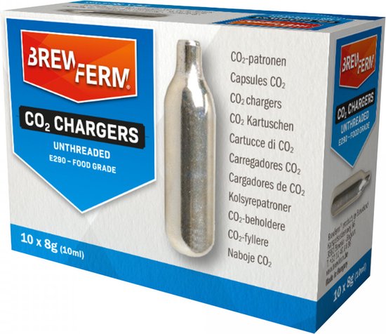 Brewferm® CO2 patronen - 8 g - voordeelverpakking - 10 stuks - luchtpatroon van Brewferm