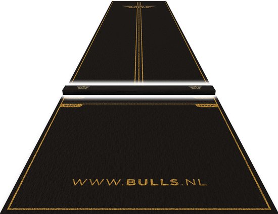 Bull's Advantage Carpet Dartmat + Oche – 300x85 cm – Zwart/Goud – Met Oche van Bull's