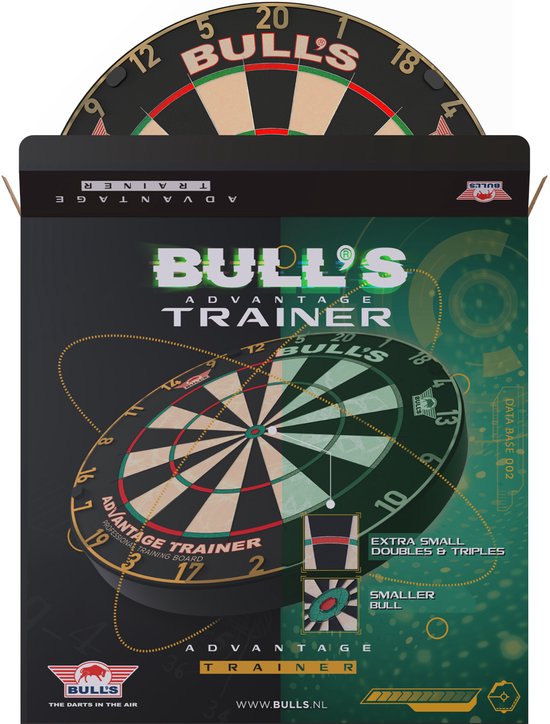 Bull's Advantage Trainer Dartboard Gold – Trainingsdartbord – Ultra-Dunne Draden – Gouden Nummering van Bull's