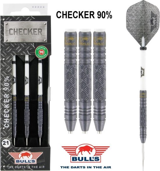 Bull's Checker 90% 25 gram Black Titanium Steeltip Darts van Bull's