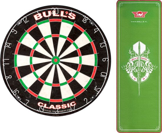 Bull's Dartbord Voordeel Set 1. Classic + Carpet mat Green 241 x 67 van Bull's