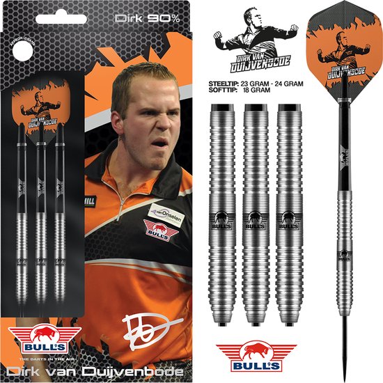 Bull's Dirk van Duijvenbode 90% 22 gram Steeltip Dartpijlen van Bull's