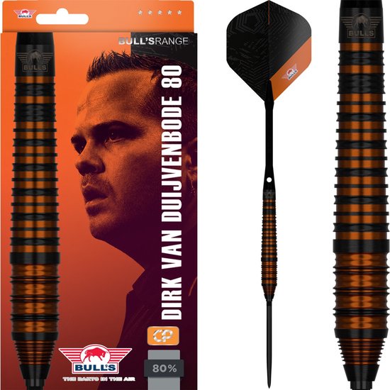 Bull's Dirk van Duijvenbode Black CP Steeltip 80% 22 gram van Bull's