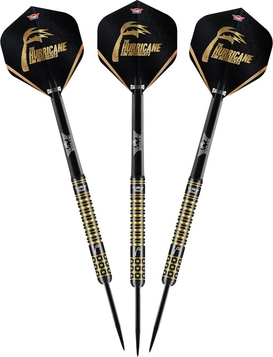 Bull's Kim Huybrechts 90% Black E2 - Steeltip Darts - Professionele Dartpijlen - Ultieme Grip van Bull's