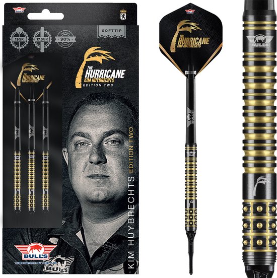 Bull's Kim Huybrechts 90% Tungsten Black E2 19 gram Softtip Dartpijlen van Bull's