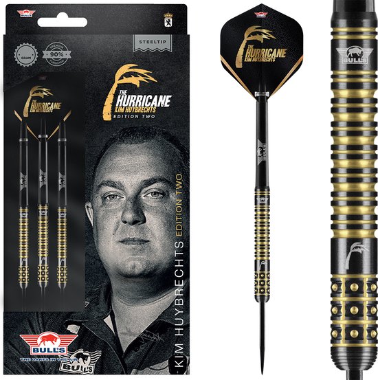 Bull's Kim Huybrechts 90% Tungsten Black E2 25 gram Steeltip Dartpijlen van Bull's