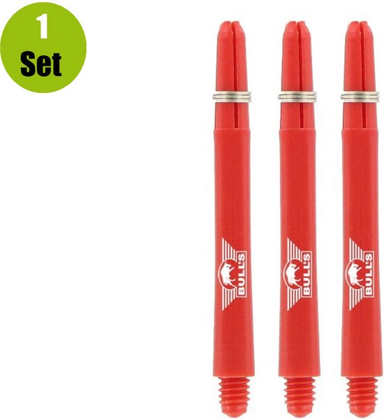 Bulls Nylon Dart Shafts - Rood - Short - (1 Set) van Bull's