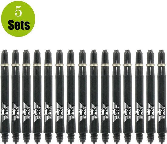BULL'S Nylon shaft kort + Ring - Zwart (5 stuks) van Bull's