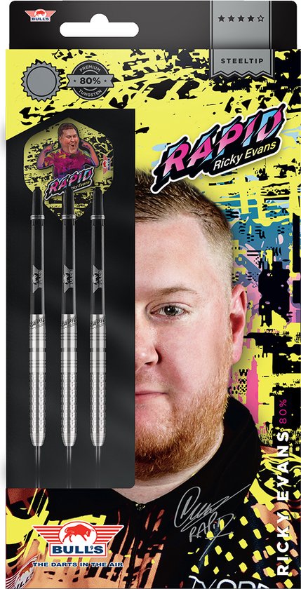 Bull's Ricky Evans 80% Tungsten 23 gram Steeltip Dartpijlen van Bull's