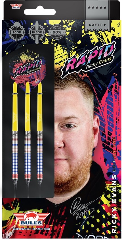 Bull's Ricky Evans 90% Tungsten 20 gram Softtip Dartpijlen van Bull's