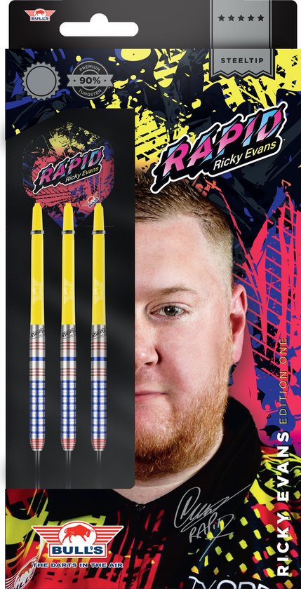 Bull's Ricky Evans 90% Tungsten 24 gram Steeltip Dartpijlen van Bull's