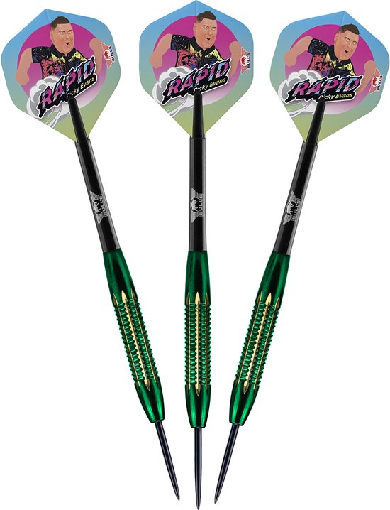 Bull's Ricky Evans - Dartpijlen Shell Coated - Green Brass van Bull's