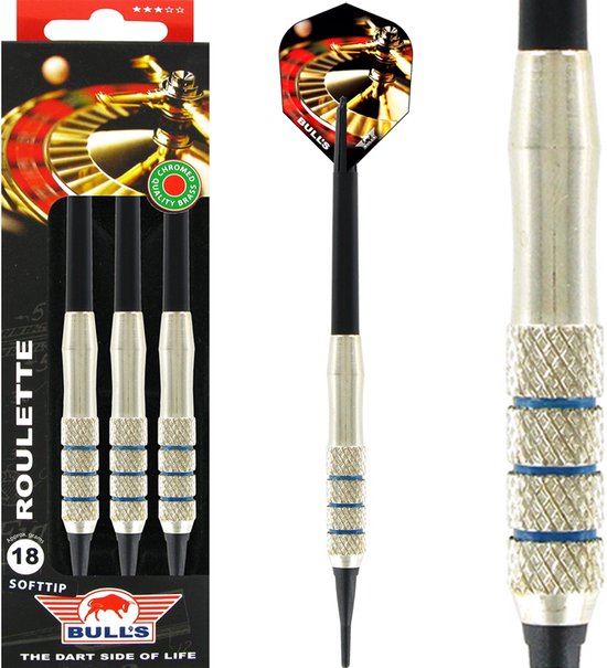 Bull's Roulette Brass A Soft Tip - Dartpijlen - 18 Gram van Bull's