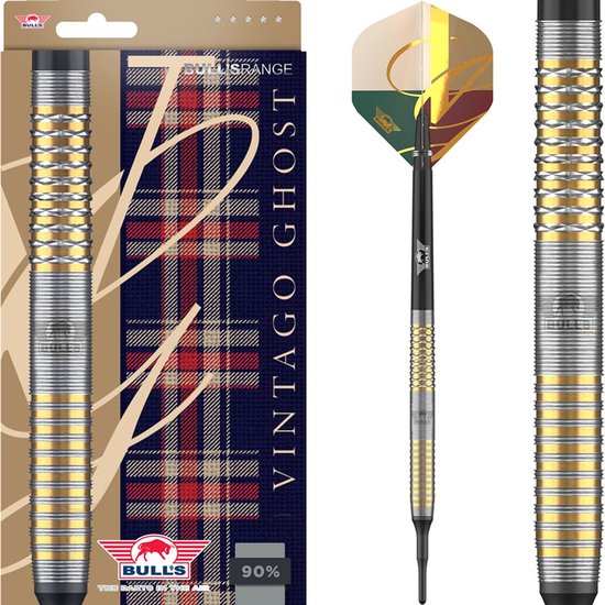 Bull's Vintago Ghost Softtip Dartpijlen 90% Tungsten 20 Gram - Ghost Barrel - Microgrip & Delta Grip - Professionele Softtip Darts