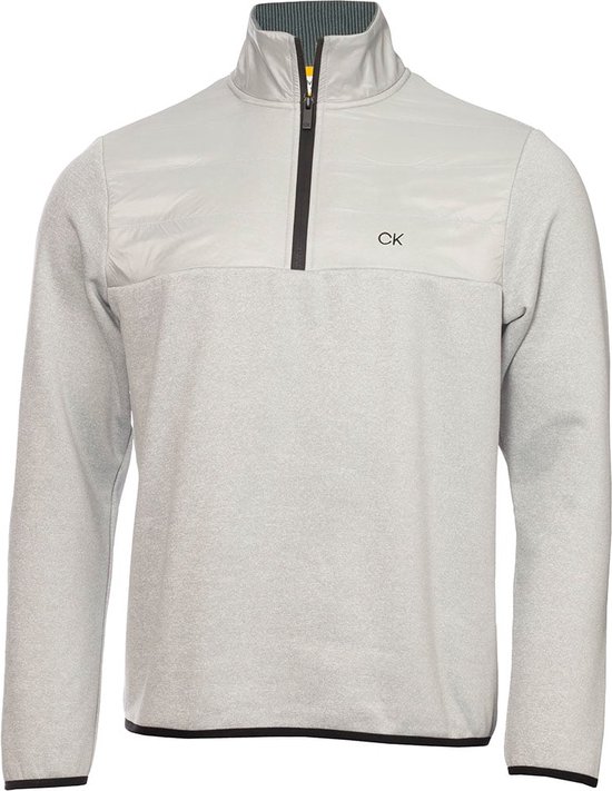 Calvin Klein Ramond Hybrid 1/4 Zip Pullover - Silver Marl van Calvin Klein