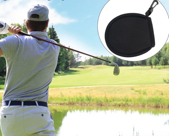 *** Clip on Golfbalwasser in Zwart - Ideaal voor het Schoonmaken van Golfballen - Handige Golfaccessoire - Golfbal Reiniger - van Heble® *** van Heble®